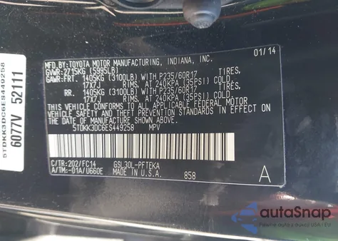 2014 Toyota Sienna Le V6 7 Passenger Mobility из США, поврежденный, VIN 5TDKK3DC6ES449258